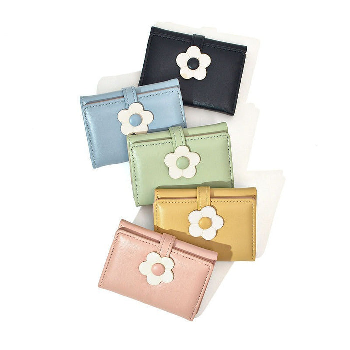 Wholesale New Simple Fresh Sweet Cute Flower Student Short Trifold Wallet JDC-WT-QT012