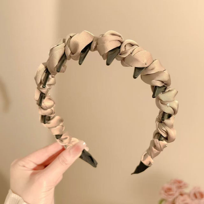 Wholesale High forehead headband with teeth wavy design non slip  f hair clip headband