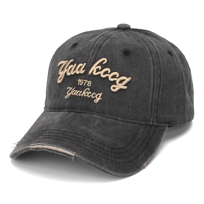 Wholesale Vintage Distressed Baseball Cap,  Embroidered Curved Brim,  Unisex Street Style Sun Hat for Fashion Accessory Resale