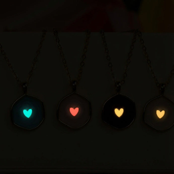 Wholesale Colorful enamel heart-shaped luminous choker  necklace for Valentine' s Day