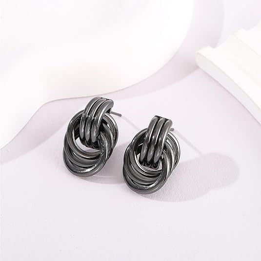 Wholesale New knot earrings made of stainless steel and gold with multiple layers of twisted knot lines, versatile and niche earrings