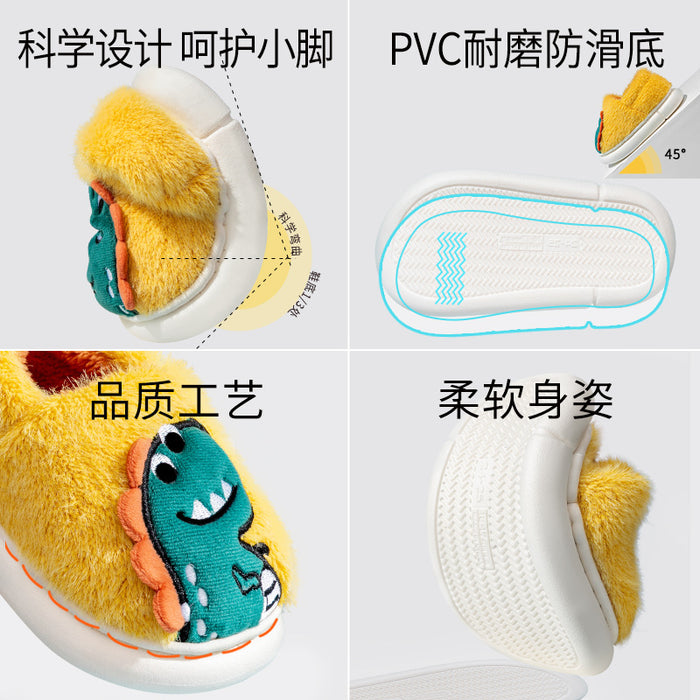 Wholesale Winter Children' s Cotton Slippers Bag Heel Girls Boys Dinosaur Indoor F Slippers Kids Baby Anti-slip Cotton Shoes