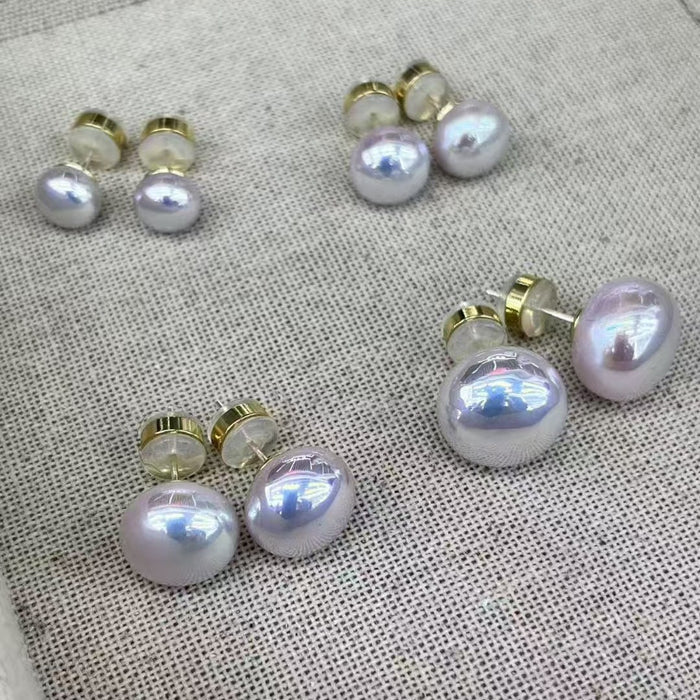 Wholesale Silver Needle Aurora Purple Mantou Pearl Earrings Light Luxury Small Design High grade Earrings Earrings Earrings