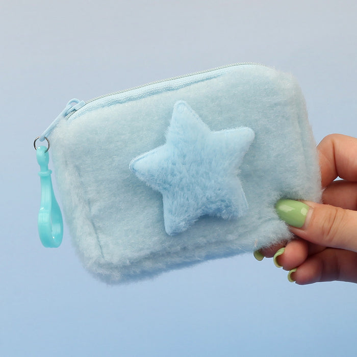 Wholesale Star Shaped Plush Pouch Boutique Coin Purse Earphone Bag Creative Pendant Gift