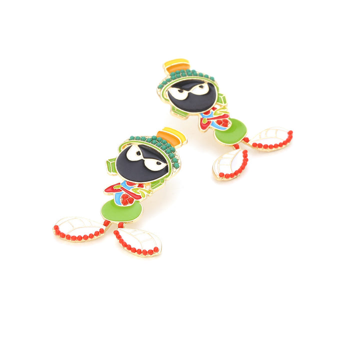 Wholesale earrings cute cartoon character earrings personalized elegant alloy drop oil inlaid rice beads earrings for women