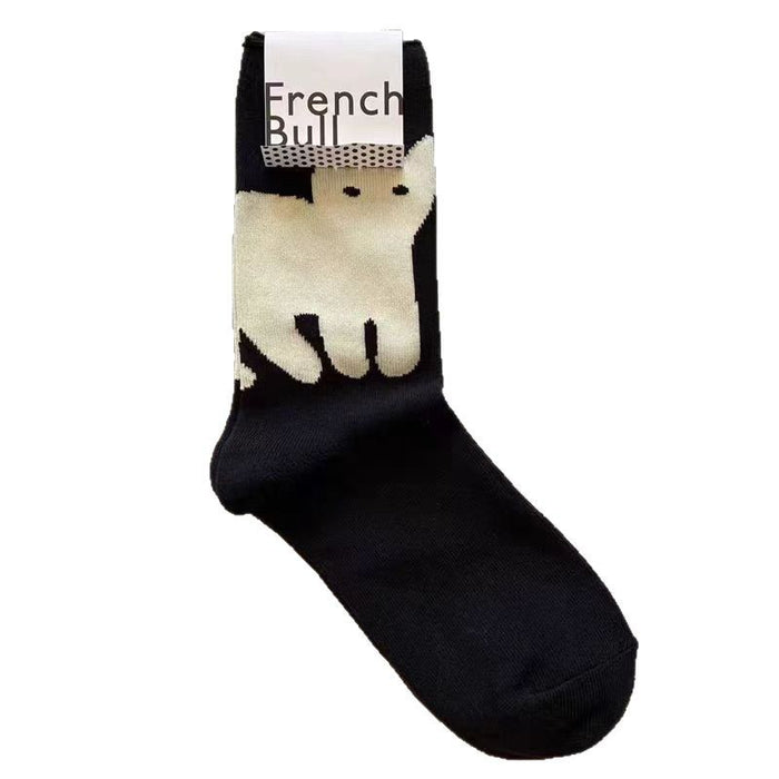 Wholesale Cotton socks, cat flower cactus trendy socks, women's socks, mid tube socks