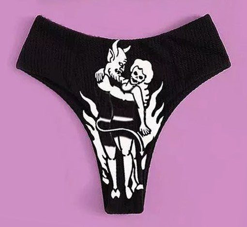 Wholesale Polyester Dark Punk Style Skull Tube Top Swimsuit for Women JDC-SW-DaAi002