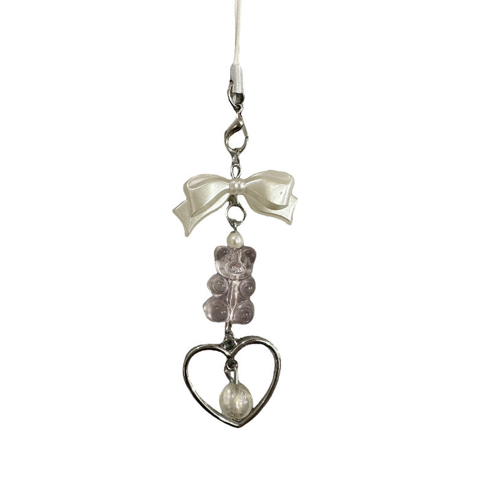 Wholesale Small niche design pendant with sweet bow, phone chain, pink teddy bear, car keychain, pendant