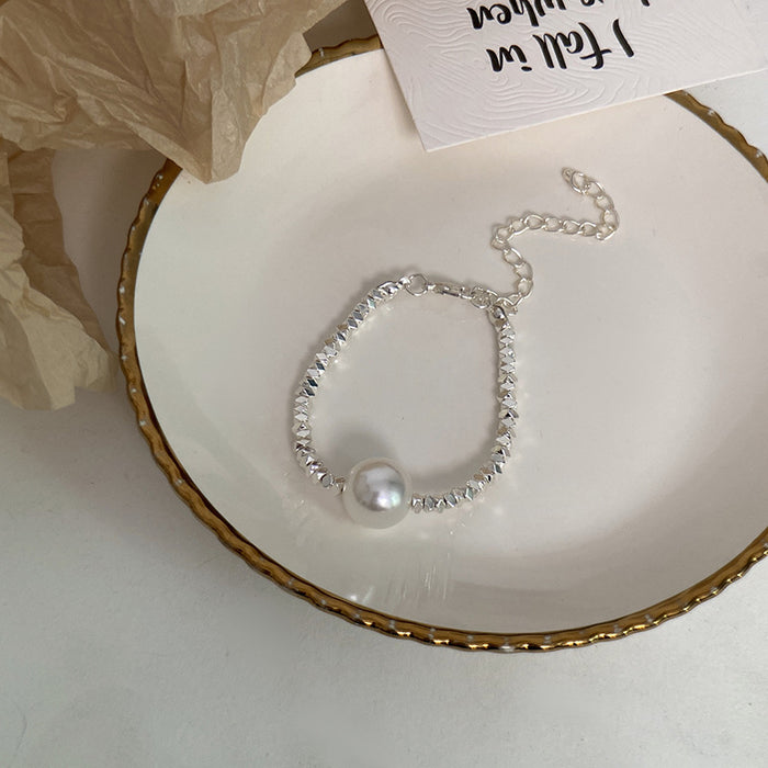 Wholesale Simple Silver Single Pearl Bracelet Women's Elegant Fashion All-match Trendy Hand