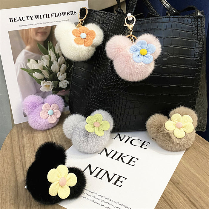 Wholesale Creative Cartoon Head Keychain Cute Plush Bag Pendant Car Key Chain Pendant Accessories Small Gift