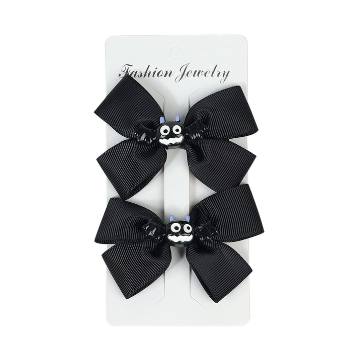 Wholesale Halloween Children Double Bow Fabric Hair Clip JDC-HC-QiuN011