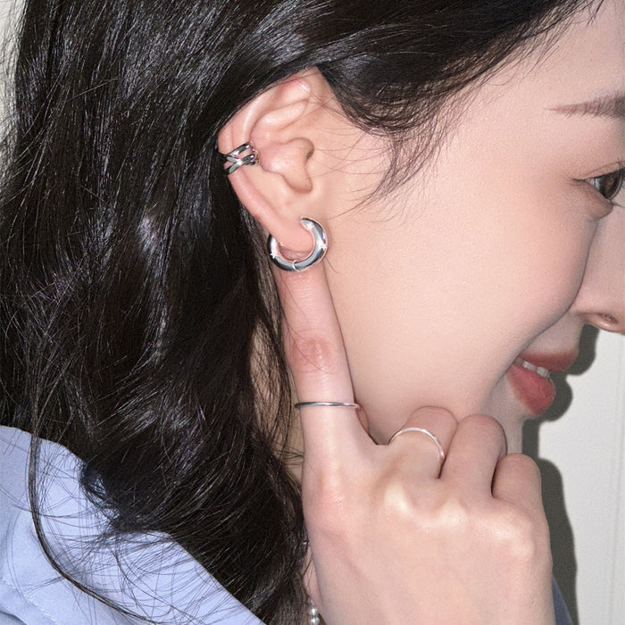 Wholesale Simple and versatile temperament silver needle ear buckle light luxury personalized earrings