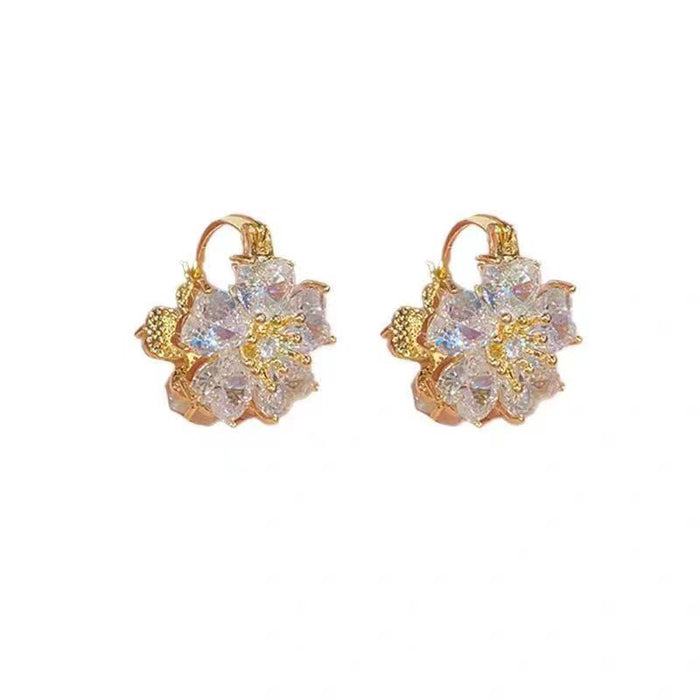 Wholesale  Flower double-sided wear  earrings female  Opal elegant ear buckle ear jewelry