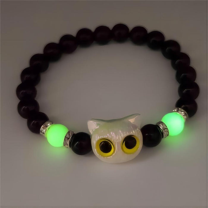 Wholesale Luminous cute kitten bracelet shell black and white bracelet couple bracelet gift