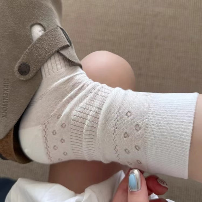 Wholesale Thin hollowed out mesh eyelets, tube socks for wearing, versatile stacking socks