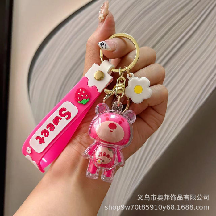 Wholesale 2PCS Creative Strawberry Bear Plastic Keychains JDC-KC-Aobang006