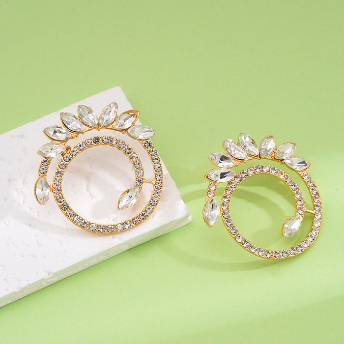 Wholesale Fashionable alloy colored diamond flower large circle, caring temperament, simple and fashionable jewelry, sunflower earrings