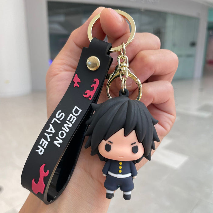 Wholesale Q-version keychain, backpack pendant, soft rubber figurine, car keychain, student gift