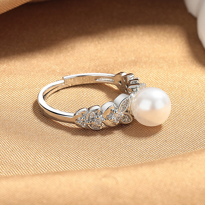 Wholesale Minimalist pearl ring, exquisite, niche, fashionable, versatile, light luxury ring