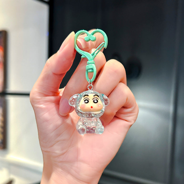 Wholesale Transparent glitter  bear doll pendant,  car bag accessory keychain chain mobile phone pendant small accessories