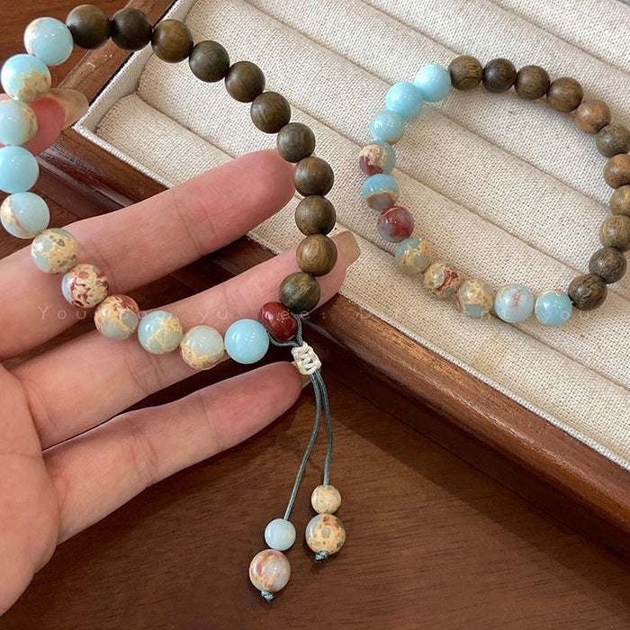 Wholesale Green Sandalwood Splicing Bracelet Wooden Bracelet Vintage Handpiece