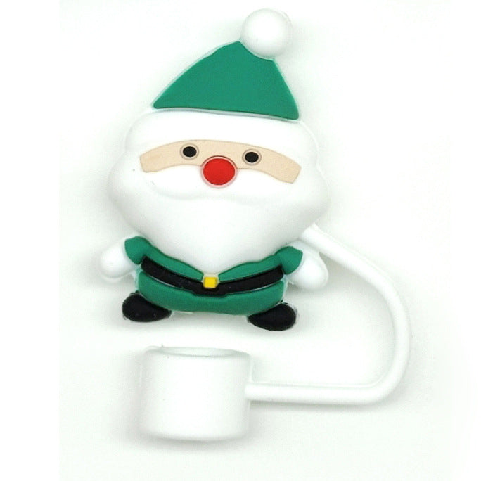 Wholesale 10pcs Straw Cover Food Grade Silicone Christmas Straw Cap  Dustproof Silicone Cover Straw Plug