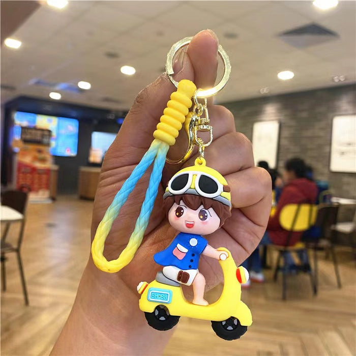 Wholesale Creative Electric Car Keychain Female Cute Couple Key Chain Pendant Car Key School Bag Hanging Cartoon Small Gift