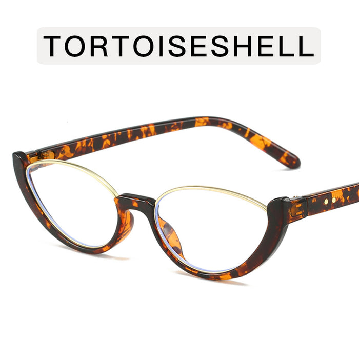 Wholesale Cat eye half frame sunglasses, niche retro glasses, fashionable and personalized sunglasses