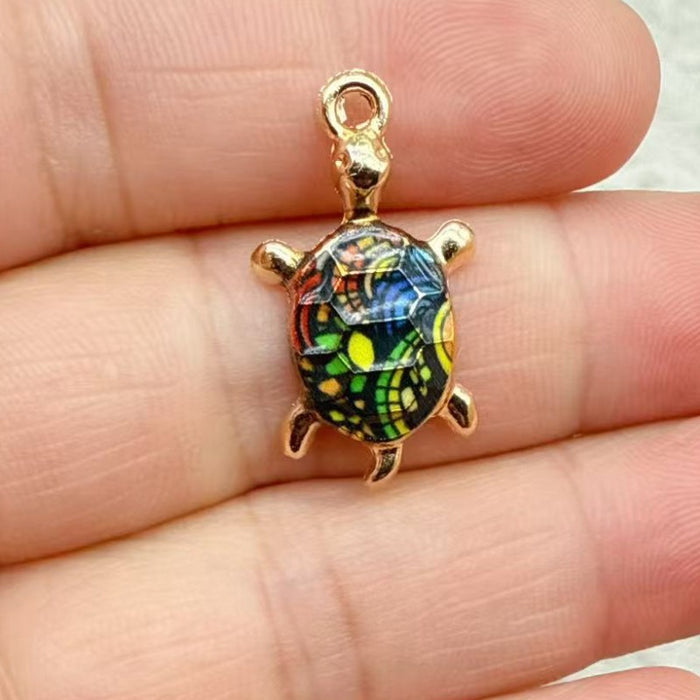 Wholesale 10pcs DIY Colorful Turtle Bracelet Pendant Alloy Oil Drip Accessories Hanging Earrings