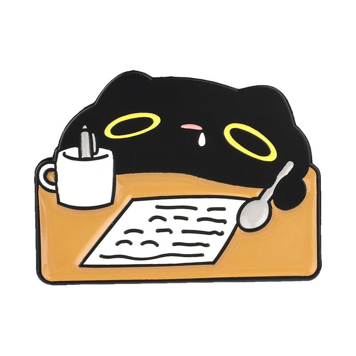 Wholesale Zinc Alloy Enamel Reading Cat Brooch Cute Student Backpack Pin Jewelry Accessory Gift