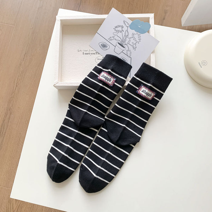 Wholesale Striped boneless socks with tube fabric, labeled pile, sock cotton