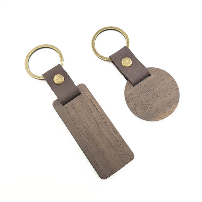 Wholesale Solid wood keychain, walnut keychain, round wooden keychain