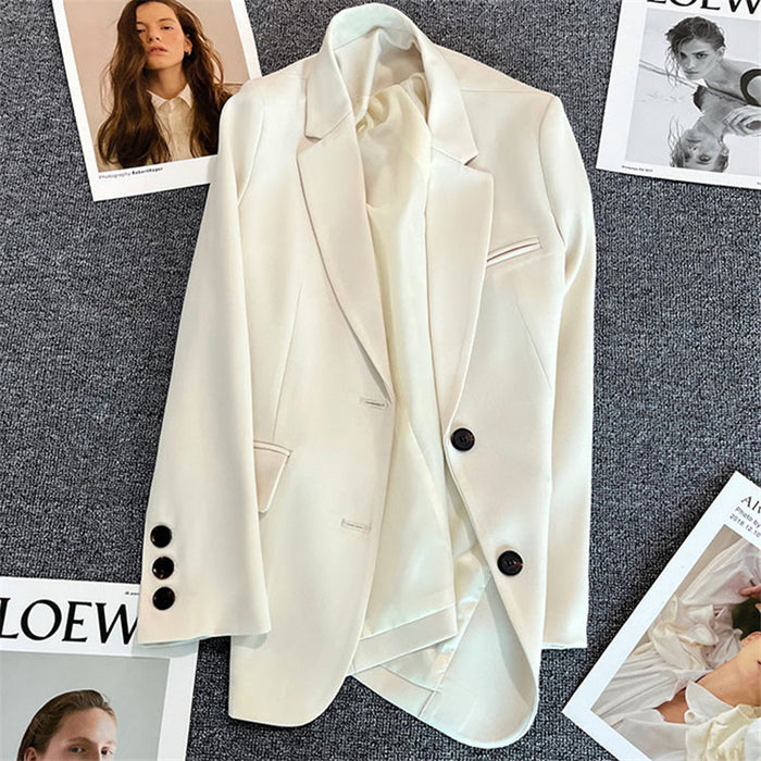 Wholesale Beige Suit Jacket Women's Casual Temperament Spring and Autumn Explosive Street Small Suit Jacket JDC-CTS-ZX002