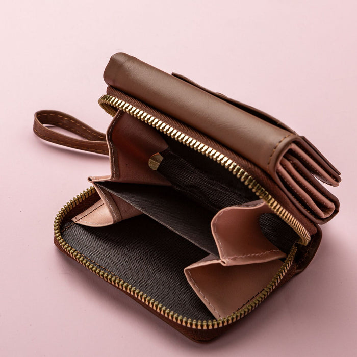 Wholesale Coin Card Holder Tri-Fold Zipper Short Wallet