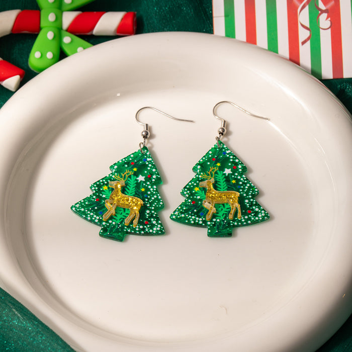 Wholesale Christmas New Year Acrylic Earrings Christmas Tree Elk Snowflake Simple Earrings