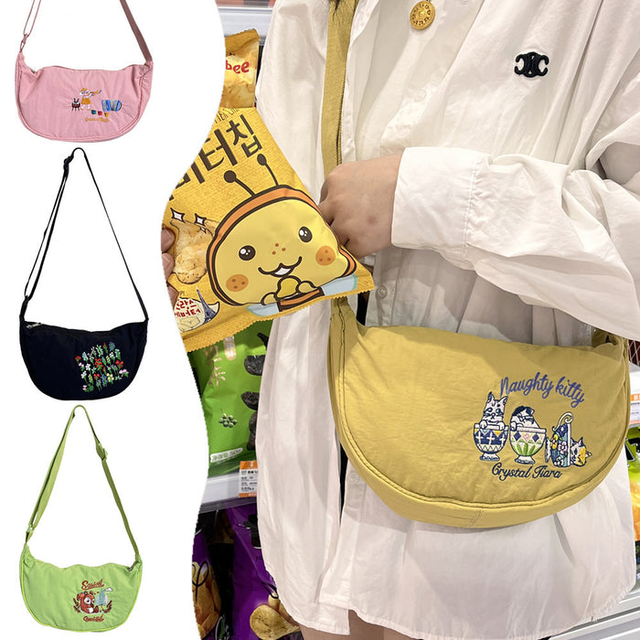 Wholesale New embroidered dumpling bag, lightweight small shoulder bag, lightweight, simple, fashionable, versatile, single shoulder crossbody bag