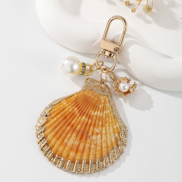 Wholesale Marine life pearl leopard shell keychain