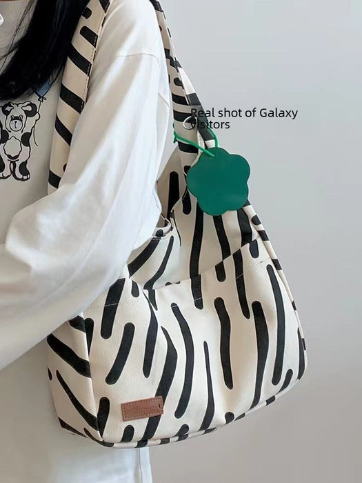 Wholesale Versatile Zebra Pattern Tutorial Bag Handbag Tote Bag Single Shoulder Canvas Bag