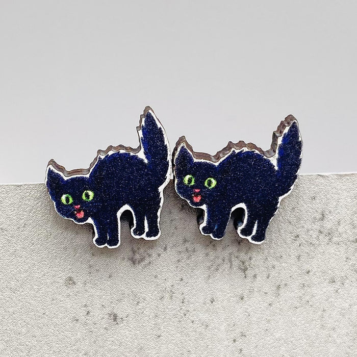 Wholesale  Earrings Horror Pumpkin Ghost Bat Wooden Earrings