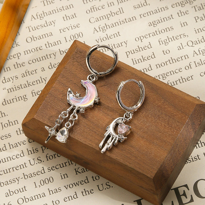 Wholesale Gun black four-pointed star earrings s925 silver needle earrings