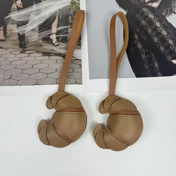Wholesale Double-Sided Patch Croissant Lanyard Keychain Bag Pendant  Bread Pendant