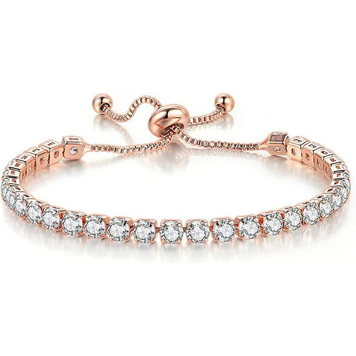Wholesale Bracelet suit White Zircon Tennis Pull Bracelet Double Rows Diamond