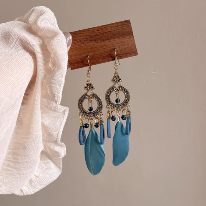 Wholesale Feather earrings, vintage earrings, travel photography earrings