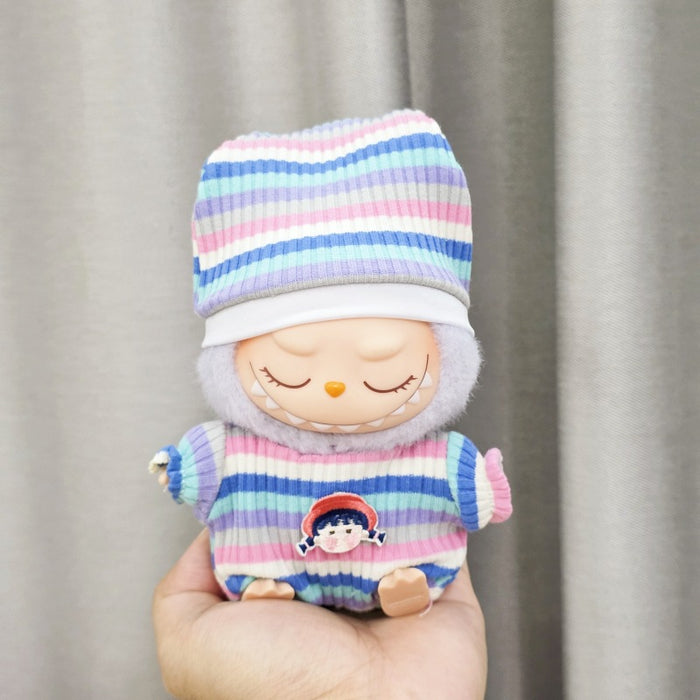 Wholesale Sitting Party Doll Clothes Cola  Vinyl Clothes Fisherman Hat Overalls Set