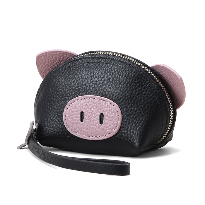 Wholesale Cute Hand Wallet Women's Cartoon Small and Exquisite Piglet Genuine Leather Zipper Coin Coin Coin Purse