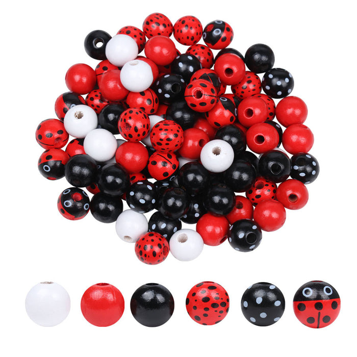 Wholesale 50PCS Ladybug Series Wooden Beads JDC-BDS-TianYue015