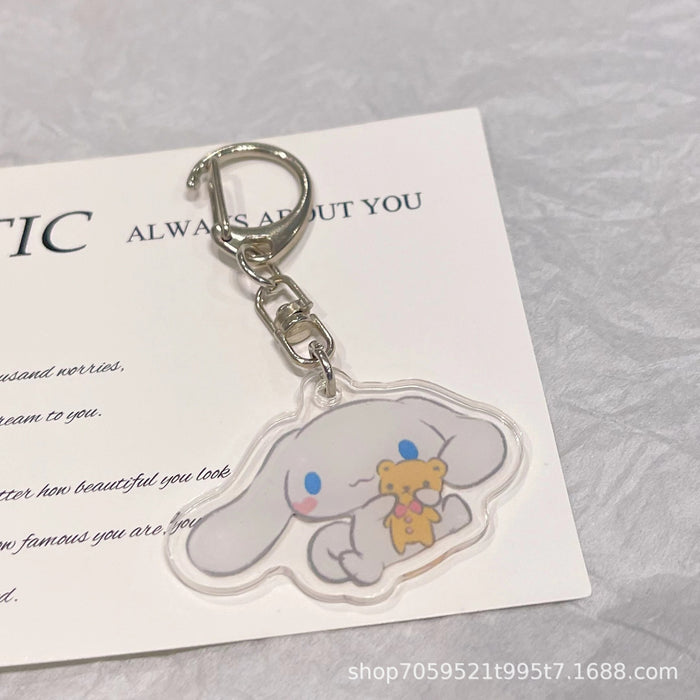Wholesale Double-sided Keychain Cute Cartoon Book Bag Pendant Transparent Pendant Acrylic Key Ring for Men and Women