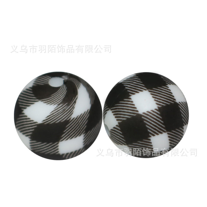 Wholesale 10PCS 15mm Watermark Silicone Color Lattice Beads JDC-BDS-HongZhou030