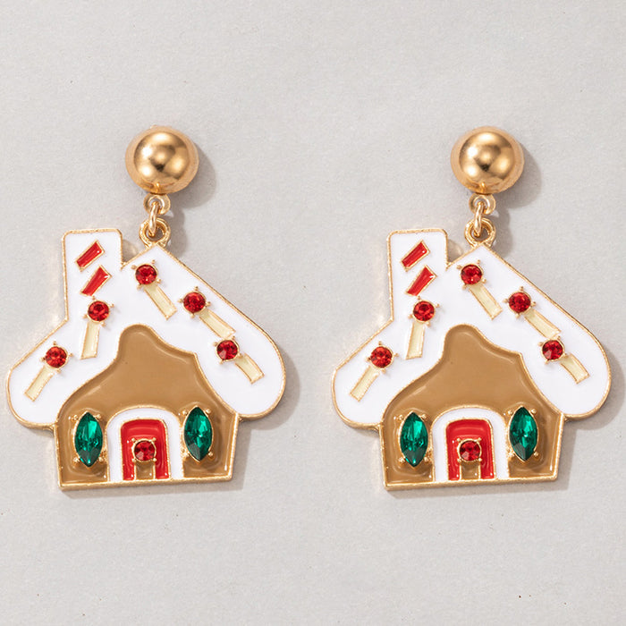 Wholesale Christmas Tree Earrings - Alloy Electroplated with Red Green Socks Reindeer Design - Fashion Accessory MOQ≥2