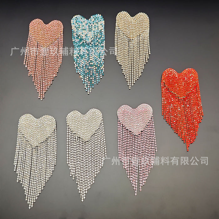 Wholesale Colorful Heart Tassel Heart-Shaped Rhinestone DIY Handmade Accessories Pendant